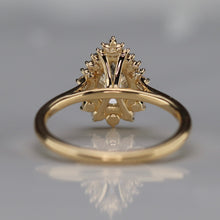 Load image into Gallery viewer, Pear shaped 1.19ct lab grown diamond and earth mined diamond ring in 18k yellow gold