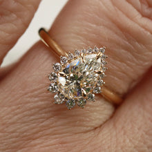 Load image into Gallery viewer, Pear shaped 1.19ct lab grown diamond and earth mined diamond ring in 18k yellow gold