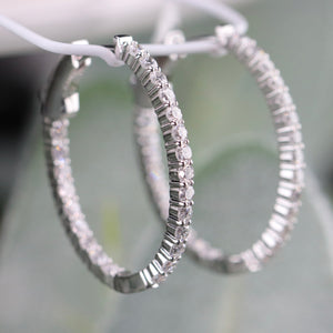 1.64ctw Lab Grown diamond oval hoops in 14k white gold