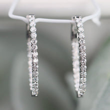 Load image into Gallery viewer, 1.64ctw Lab Grown diamond oval hoops in 14k white gold