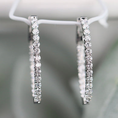 1.64ctw Lab Grown diamond oval hoops in 14k white gold