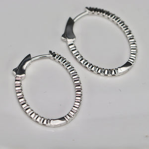 1.64ctw Lab Grown diamond oval hoops in 14k white gold