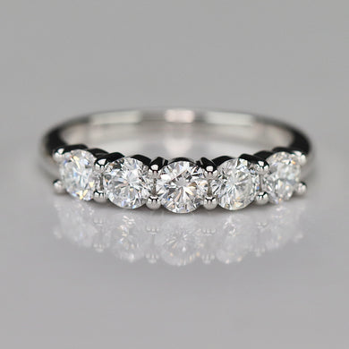 Lab grown 1ctw 5 stone diamond band ring in 14k white gold