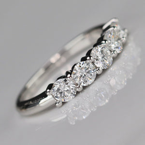 Lab grown 1ctw 5 stone diamond band ring in 14k white gold