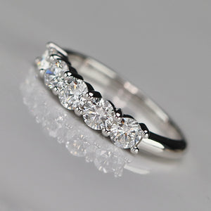 Lab grown 1ctw 5 stone diamond band ring in 14k white gold