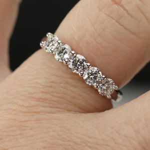 Lab grown 1ctw 5 stone diamond band ring in 14k white gold