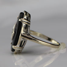 Load image into Gallery viewer, Onyx and diamond ring in white gold