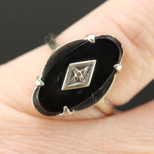 Load image into Gallery viewer, Onyx and diamond ring in white gold