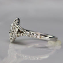 Load image into Gallery viewer, Lab Grown oval diamond double halo ring in 14k white gold