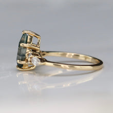 Load image into Gallery viewer, Kite moss agate and moissanite ring in 14k yellow gold