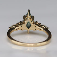 Load image into Gallery viewer, Kite moss agate and moissanite ring in 14k yellow gold