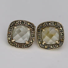 Load image into Gallery viewer, Citrine and marcasite earrings in sterling silver