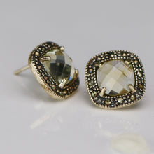 Load image into Gallery viewer, Citrine and marcasite earrings in sterling silver