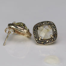 Load image into Gallery viewer, Citrine and marcasite earrings in sterling silver