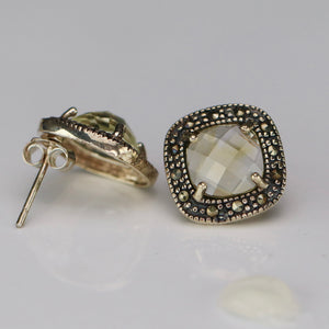 Citrine and marcasite earrings in sterling silver