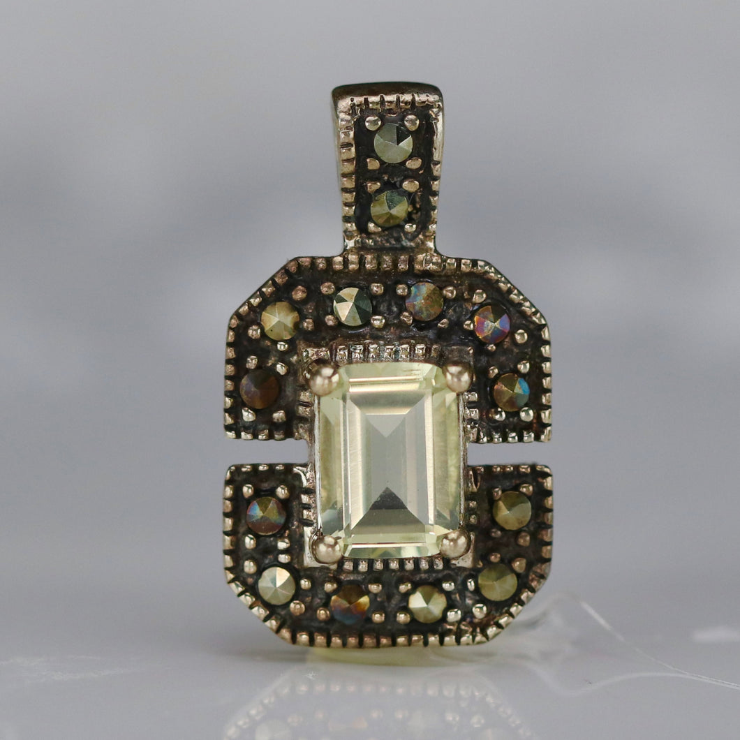 Citrine and marcasite pendant in sterling silver