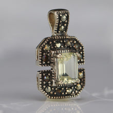 Load image into Gallery viewer, Citrine and marcasite pendant in sterling silver