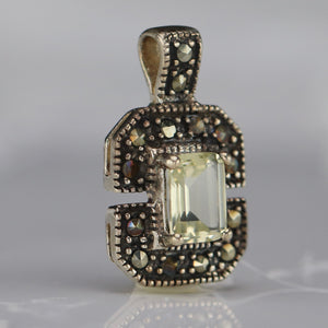 Citrine and marcasite pendant in sterling silver