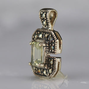 Citrine and marcasite pendant in sterling silver