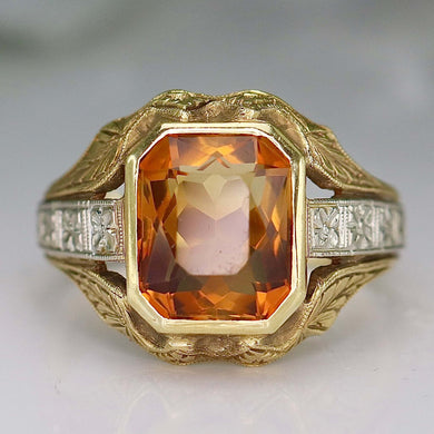 Vintage 1930s citrine ring in 14k gold