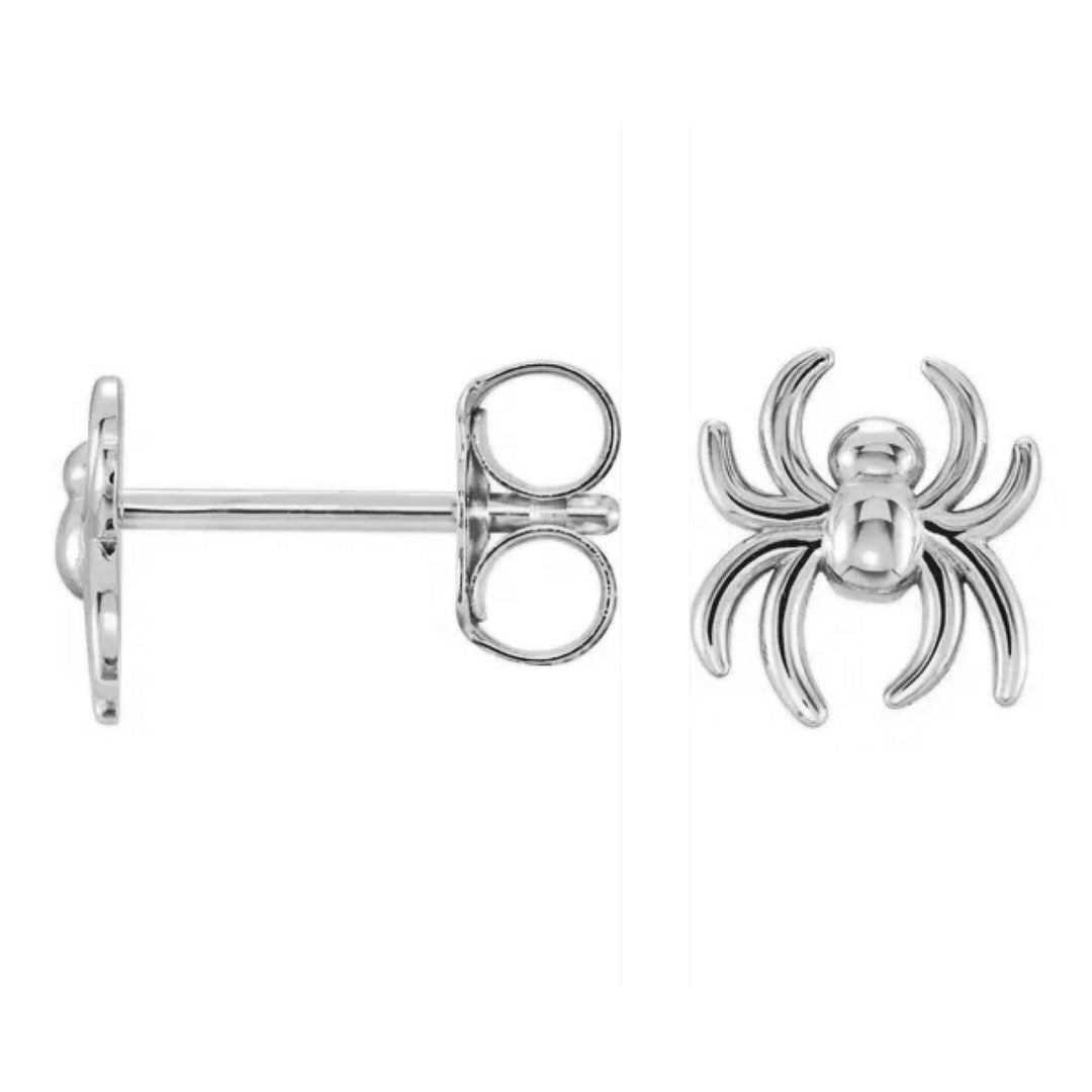 14k white gold spider studs