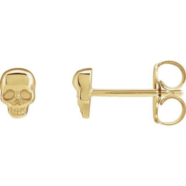 14k yellow gold mini skull studs