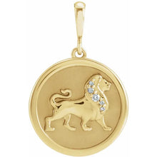 Load image into Gallery viewer, Leo medallion pendant with lion and diamonds in 14k yellow gold