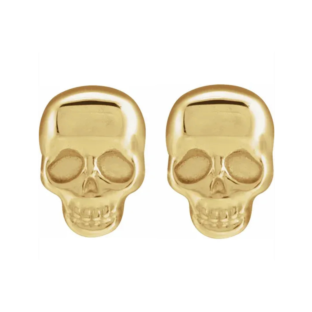 14k yellow gold mini skull studs