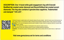 Load image into Gallery viewer, Vera Wang Designer Lab Grown emerald cut diamond ring in 14k white gold