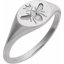 Load image into Gallery viewer, Bee and crown signet ring in your choice of metal