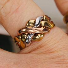 Load image into Gallery viewer, SALE! Vintage puzzle ring in tri-tone gold