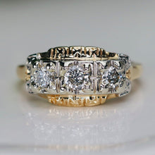 Load image into Gallery viewer, Vintage ring with diamonds in 14k yellow gold