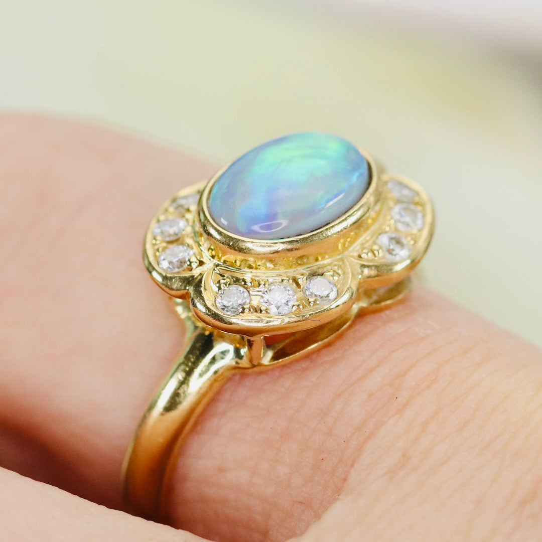 Estate opal and diamond ring in 18k yellow gold from Manor Jewels