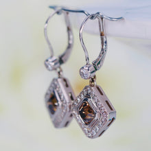 Load image into Gallery viewer, Chocolate and white earth mined diamond earrings in 14k white gold