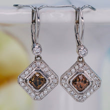 Load image into Gallery viewer, Chocolate and white earth mined diamond earrings in 14k white gold