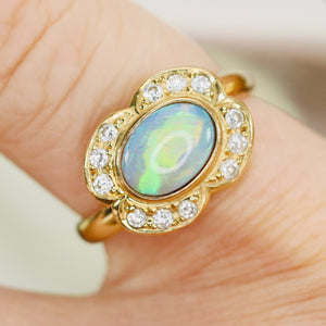 Estate opal and diamond ring in 18k yellow gold from Manor Jewels