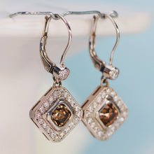 Load image into Gallery viewer, Chocolate and white earth mined diamond earrings in 14k white gold