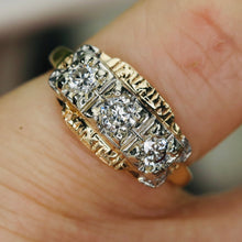 Load image into Gallery viewer, Vintage ring with diamonds in 14k yellow gold