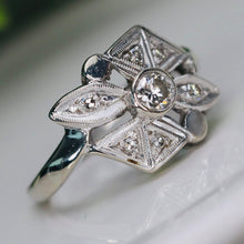 Load image into Gallery viewer, Vintage old cut diamond ring in 14k white gold