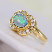 Load image into Gallery viewer, Estate opal and diamond ring in 18k yellow gold from Manor Jewels