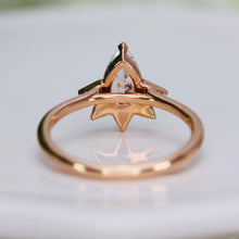 Load image into Gallery viewer, Pear shaped CZ and diamond ring in 14k rose gold