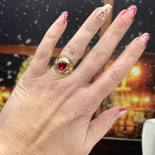 Load image into Gallery viewer, Vintage synthetic ruby ring in yellow gold from Manor Jewels