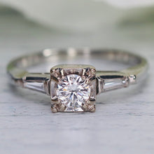 Load image into Gallery viewer, Vintage diamond solitaire ring in 18k white gold from Manor Jewels