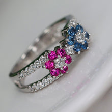 Load image into Gallery viewer, SALE!!  Estate Sapphire, ruby, and diamond ring in 18k white gold