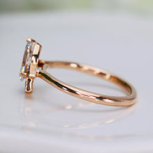 Load image into Gallery viewer, Pear shaped CZ and diamond ring in 14k rose gold