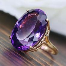 Load image into Gallery viewer, Large oval Amethyst ring in 14k yellow gold