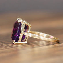 Load image into Gallery viewer, Large Amethyst cushion ring in 14k yellow gold