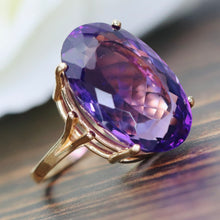 Load image into Gallery viewer, Large oval Amethyst ring in 14k yellow gold