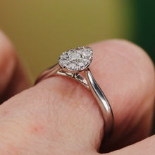 Load image into Gallery viewer, SPECIAL: Pear shape diamond cluster ring in 14k white gold